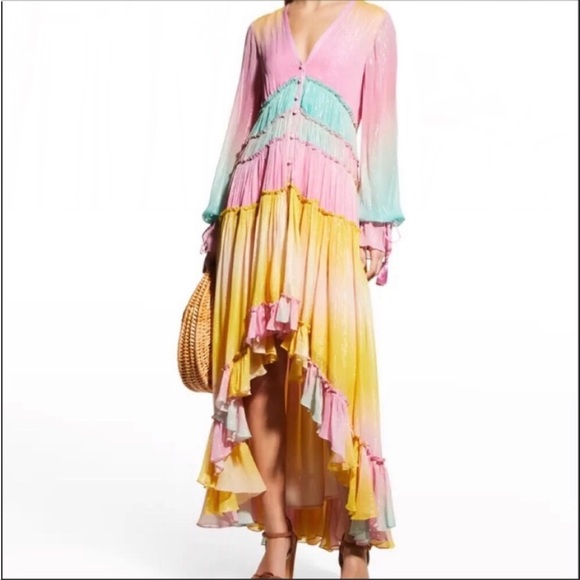 ROCOCO SAND Maxi Dress Summer Sequin Pastel High-Low - Picture 1 of 7